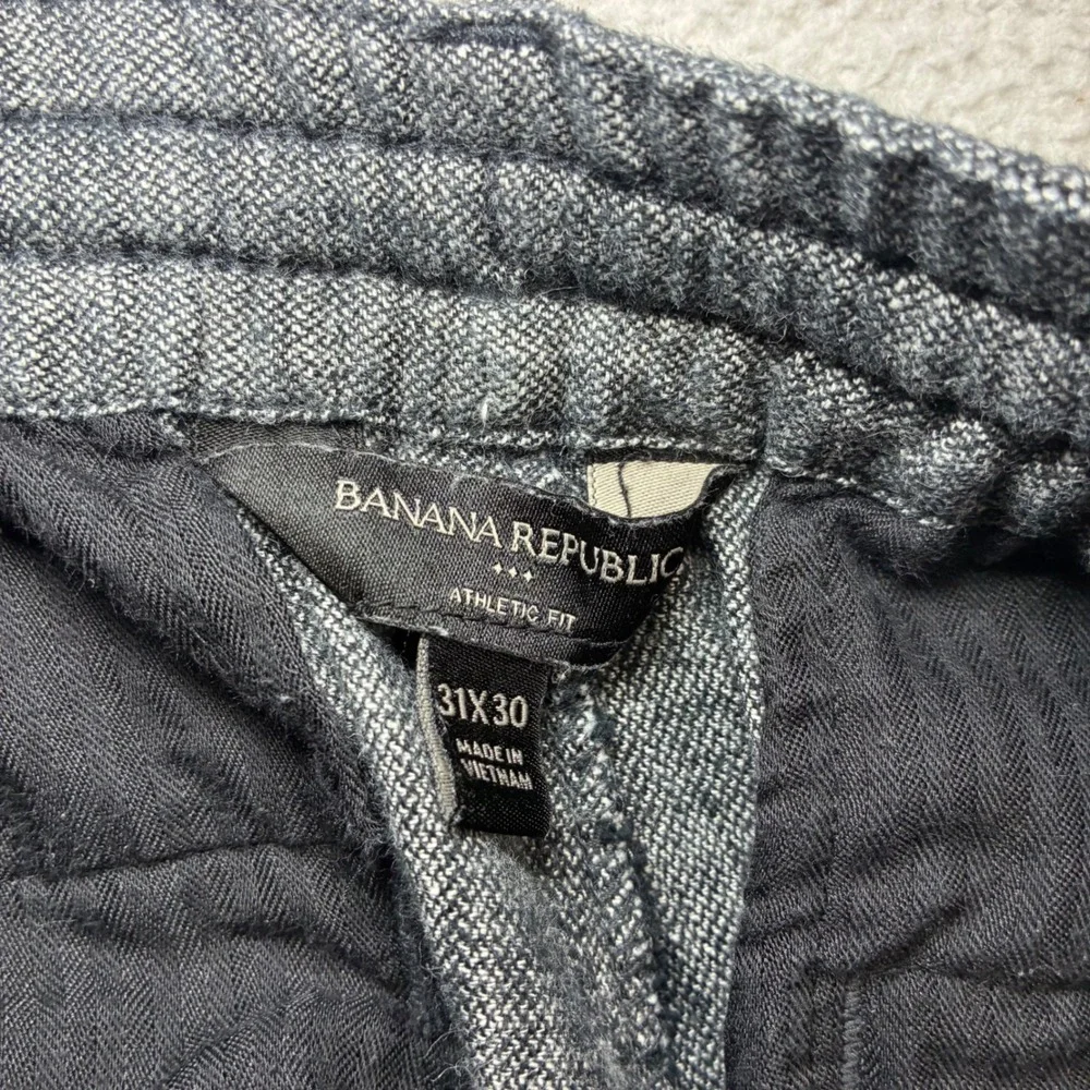 Banana Republic Linen Blend Pants Men 31x27 Black Athletic Chino Summer Cropped